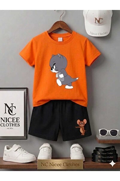 NC Nicee Clothes تي شيرت صيفي للأطفال شورت يونيسكس (مطبوع عليه سينيرلي توم)