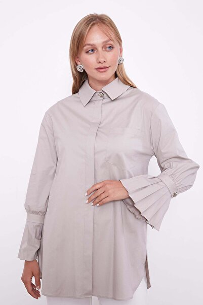 Levidor Stone Sleeve Pleated Detail Shirt