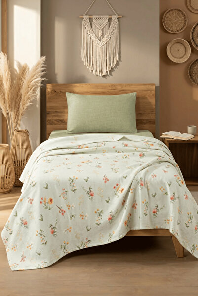 Menderes Home La Notte Flower Garden Single 3-Piece Pique Set 160X230 + 100X2...