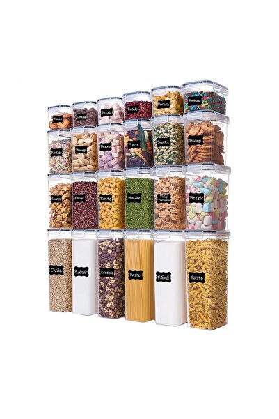 YBOSHOP Set 24 recipiente alimentare transparente, 4 marimi, etansare ermetic...