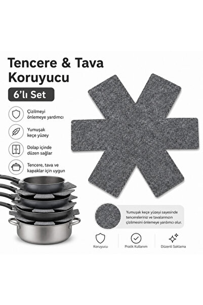 Magiclady Tencere & Tava Koruyucu Keçe Ayırıcı 6’lı Set – Çizilmeyi Önlemeye ...