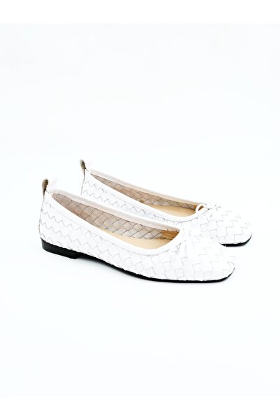 Tenau Women's genuine leather flat shoes white