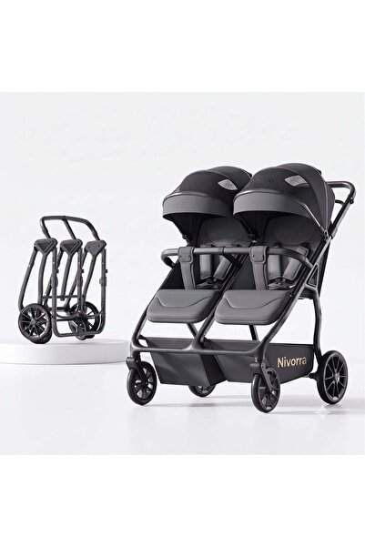 NIVORRA Twin Baby Stroller, Lightweight Foldable Double Stroller for Twins & ...