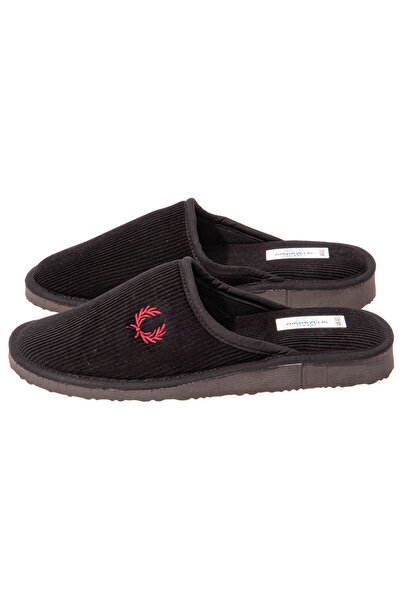 Amaryllis Slippers Ανδρική Παντόφλα Κορντουρόι Μαύρη Βαμβακερή Ελληνική