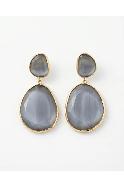 OK Lux Cat's Eye Semi-Precious Stone Long Earrings