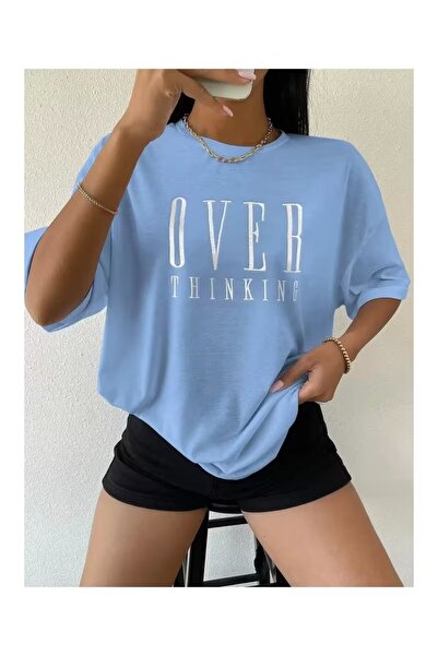 ZİYMO Unisex Overthinking Printed Oversized T-Shirt