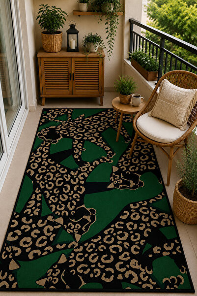 G&C HOME Leopar Desenli Modern Dijital Baskı Kaymaz Taban Halı Salon Yatak Od...