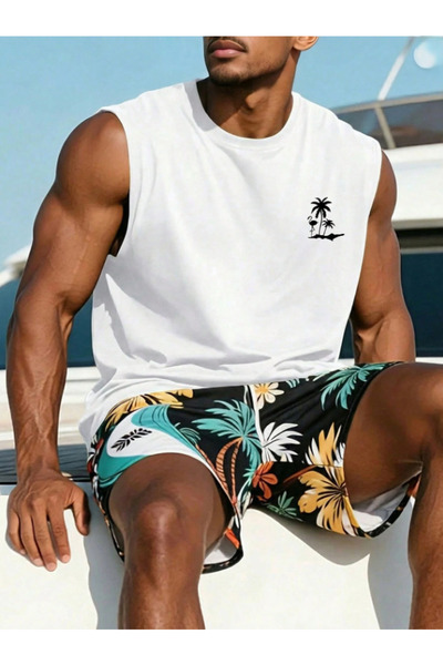 ALCİNOUS Men's Cotton Crew Neck Training Athlete Tank Top Oversize Sleeveless...
