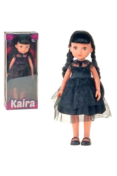 adar Papusa jucarie Kaira, in rochie eleganta neagra, din vinil, multicolor, ...