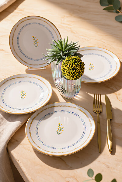 Keramika Sun Flowers Cake Plate 20 cm 4 Pieces 23973