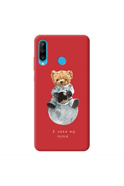 Other Huawei P30 Lite Bear in space Red Colored Silicone TPU Θήκη