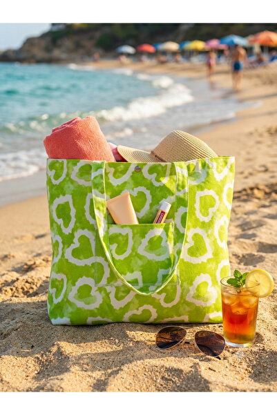 MERİCEY Colorful Retro Wave Pattern Summer Canvas Beach Bag - Large Tote Bag