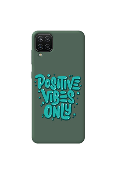 Other Samsung A12 Positive Vibes Only Dark Green Colored Silicone TPU Θήκη