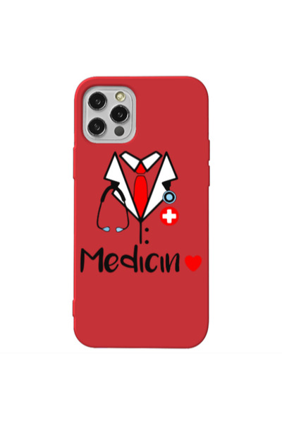 Other Apple iPhone 12 Pro Max Medicin Red Colored Silicone TPU Θήκη