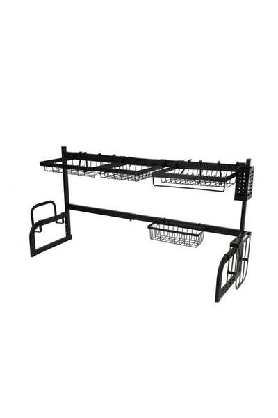 ROYALFORD Generic Multi Layer Kitchen Sink Drain Board Rack Black 34x85x89cm