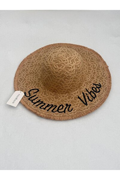 Moodbasic Summer Writing Embroidered Straw Hat