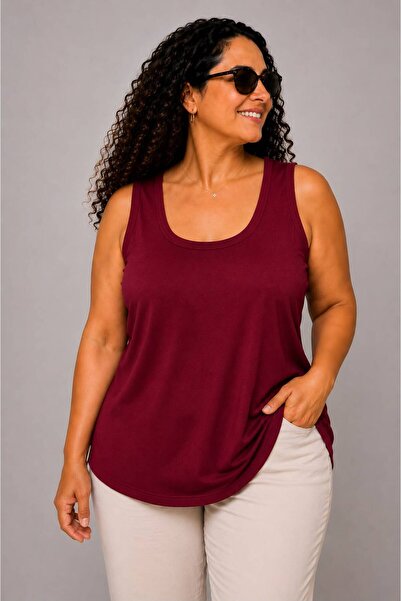 Gülmina Moda Women's Square Neck Plus Size Ribbed Athlete Blouse