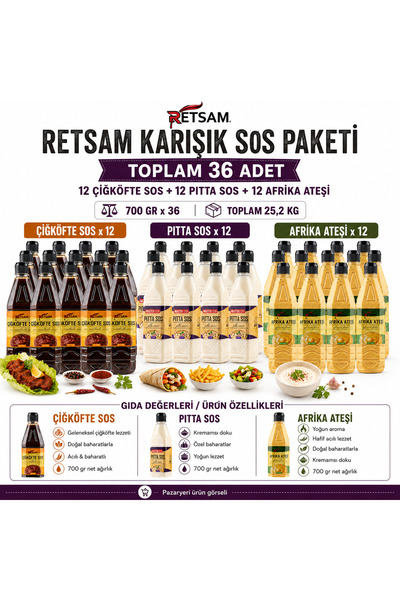 retsam sos 36 LI RETSAM MENÜ (12XCİĞ SOS/12X PİTTA SOS/12 ADET AFRİKA SOS)