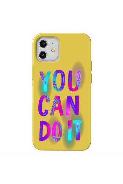 Other Apple iPhone 12 You Can Doit Yellow Colored Silicone TPU Θήκη