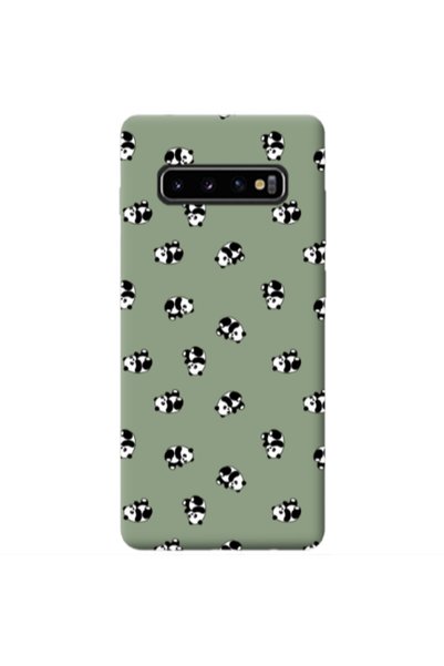 Other Samsung S10 Small Pandas Light Green Colored Silicone TPU Θήκη