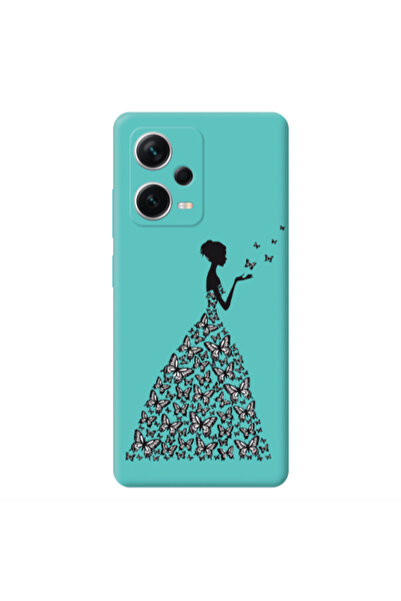 Other Xiaomi Poco X5 Butterfly Girl Turquoise Colored Silicone TPU Θήκη