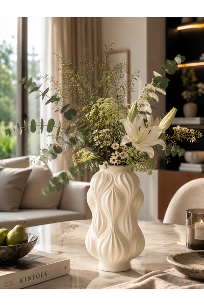 Lui Tasarım Vază modernă de culoare crem, decorativă, elegantă, în stil nordi...