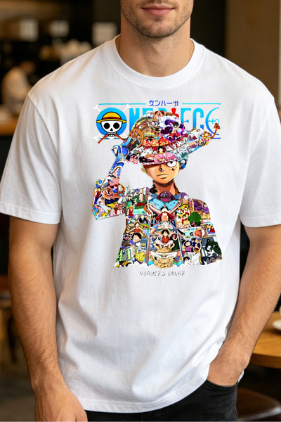 Fleck Casual Style T Shirts For Men One Piece Anime Character Montage Mens Pr...