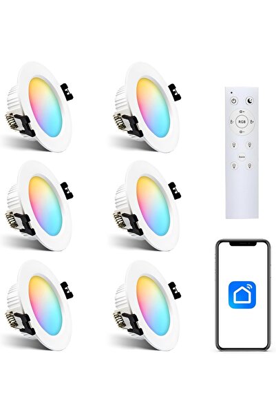 Arotelicht 6 bucăți spoturi LED încastrate de 7W, Bluetooth, RGBW CCT, reglab...