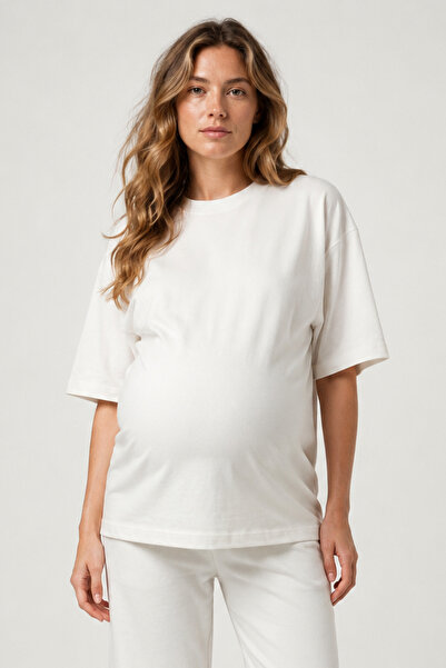Runades Women's Maternity Oversize Short Sleeve T-Shirt and Wide Leg Pants Set