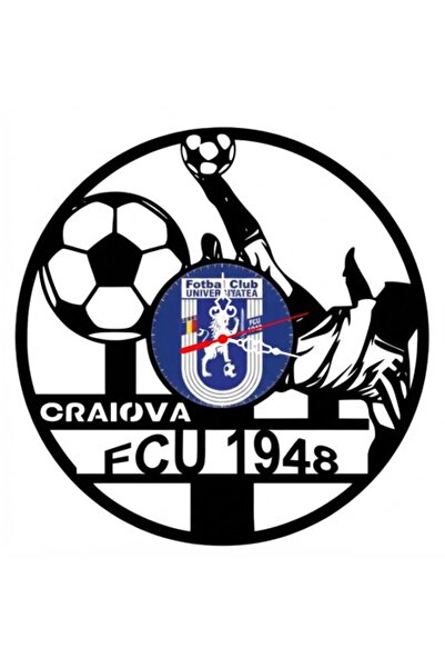OEM Ceas de perete decorativ din disc de vinil, Model FCU Craiova 1948, Jucăt...
