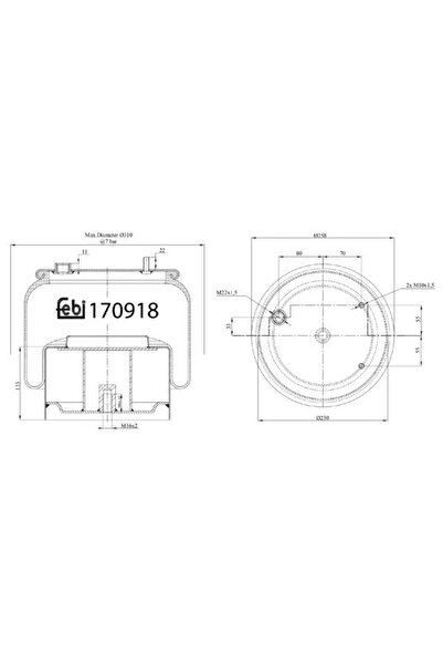 FEBI BILSTEIN Perna de Aer Spate Daf Cf Cf 75 Xf 105 Xf 106 Xf Ii Xg Xg+ 10.8...