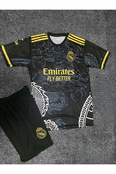 BYSPORTAKUS R.e.a.l Madridd Dragon Özel Tasarım VİNİ JR Çocuk Forması (Black)