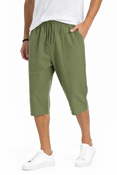 BAGLAN Men's Raw Fabric Elastic Comfortable Fit 100% Natural Cotton Capri Bgl...