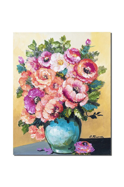artnova Ръчно рисувана картина, Флорална поезия, хризантеми 50x40см маслени б...