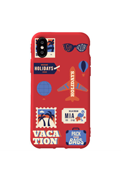 Other Apple iPhone Xs Vacation Red Colored Silicone TPU Θήκη