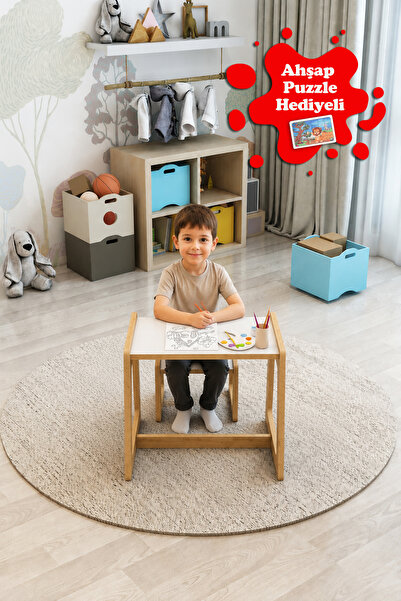 Jest Dekor Konsept Lumi - Montessori Çocuk Masa Sandalye Takımı | 2-6 Yaş Etk...