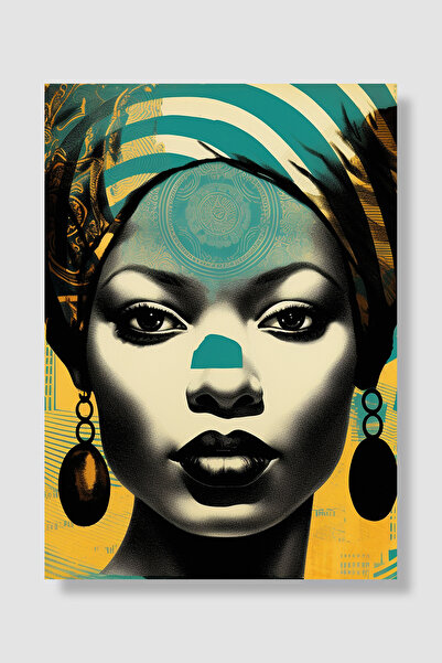 Luna Marissa Poster afričke žene, pop art, portret sa turbanom, tirkizna deko...