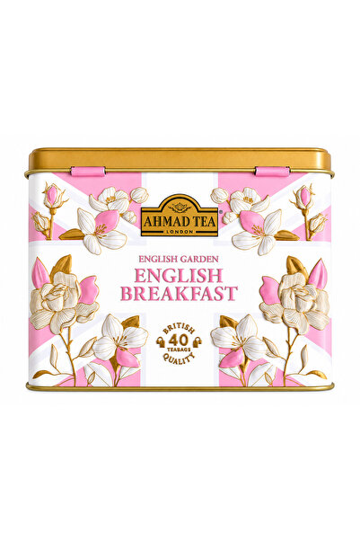 Ahmad Tea English Breakfast Caddy Pembe Çiçek Desenli English Garden Collecti...