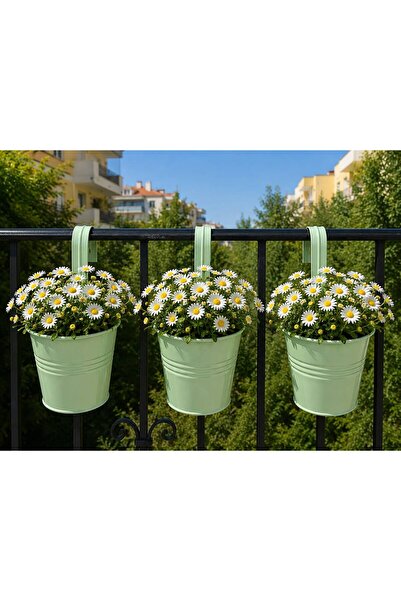NATURELMETAL GALVANİZ METAL ASKILI BALKON BAHÇE SAKSI ÜÇLÜ SET FİYATIDIR