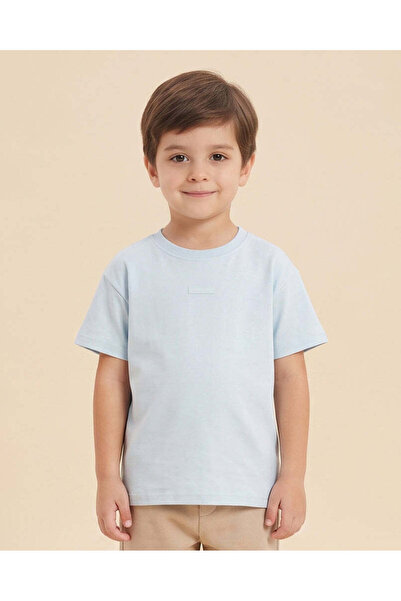 REDTAG Boys Blue Interlock Short Sleeve T-Shirt