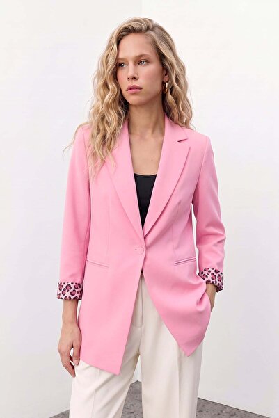 Sateen Mono Collar Classic Jacket - Light Pink