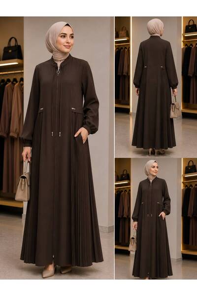 PAYİNİ 2169 Detailed Zippered Ferace, Stylish Collar, Long Sleeves, Seasonal ...
