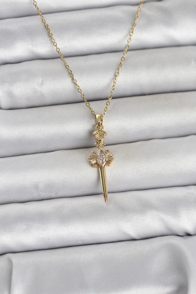 ARMÜZ 316L Steel Chain Gold Color Sword Model Women's Necklace
