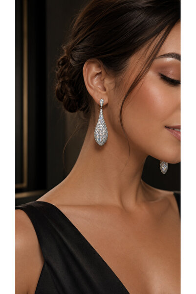 Generic The Color of the Earring Is Silver, Made of Zircon.