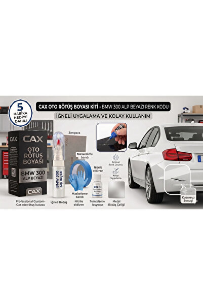 caxcolors CAX BMW 300 ALP BEYAZI Uyumlu Oto Rötuş Boyası Kiti - 25 ml İğneli ...