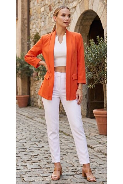 Zübeyde Sayın Women's Blazer Shawl Collar Jacket Without Closure