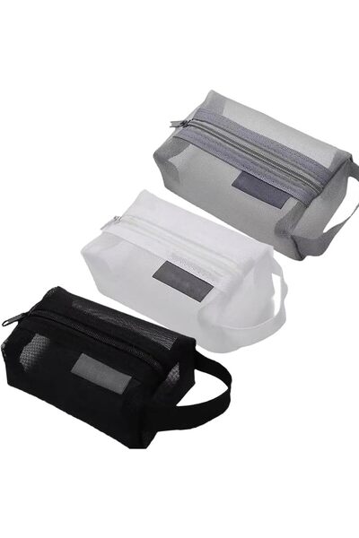 Arabest Portable Mesh Storage Bag,Multi-functional Zipper Cosmetic Makeup Toi...