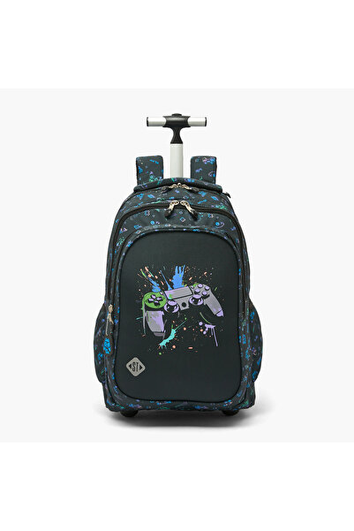 ST Right St.Right Controller Print School Trolley Backpack for Boys 8-13 Year...