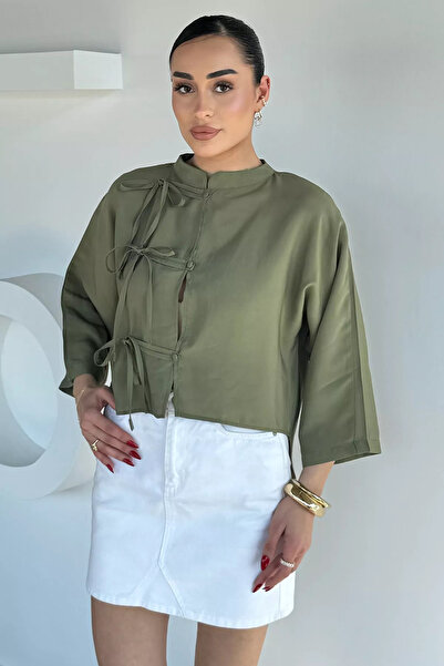 Aryena Khaki Women's Modal Fabric Oversize Blouse
