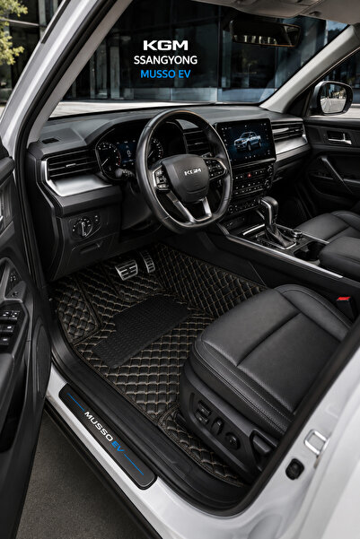 PASPASGRAFT KGM SsangYong Musso EV Siyah Üzeri Gri Dikiş 8D Diamond Premium K...